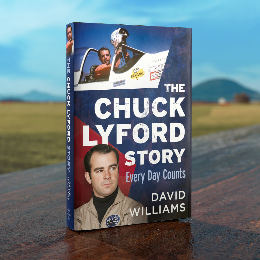 Book titled 'The Chuck Lyford Story' by David Williams on a road with a scenic background. Published by America Through Time, an imprint of Sutton Publishing Inc.