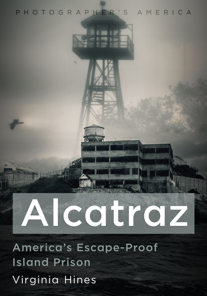 Cover of 'Alcatraz' book with a lighthouse and prison building on a foggy background.