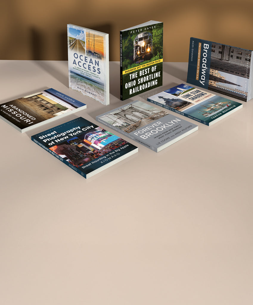 Collection of books on a neutral background. Published by America Through Time - local history publisher, an imprint of Sutton Publishing Inc.